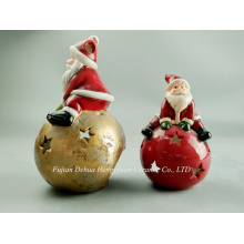 Ceramic Crafts for Christams, LED Lighted Santa Claus for Christmas Decoration